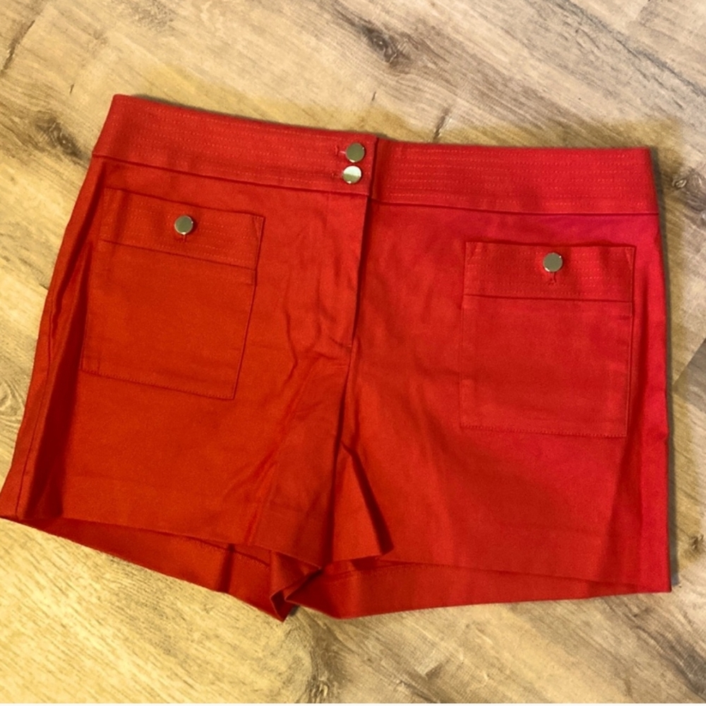 Loft Red Shorts With Gold Tone Button Detail Size 10 - Picture 1 of 9